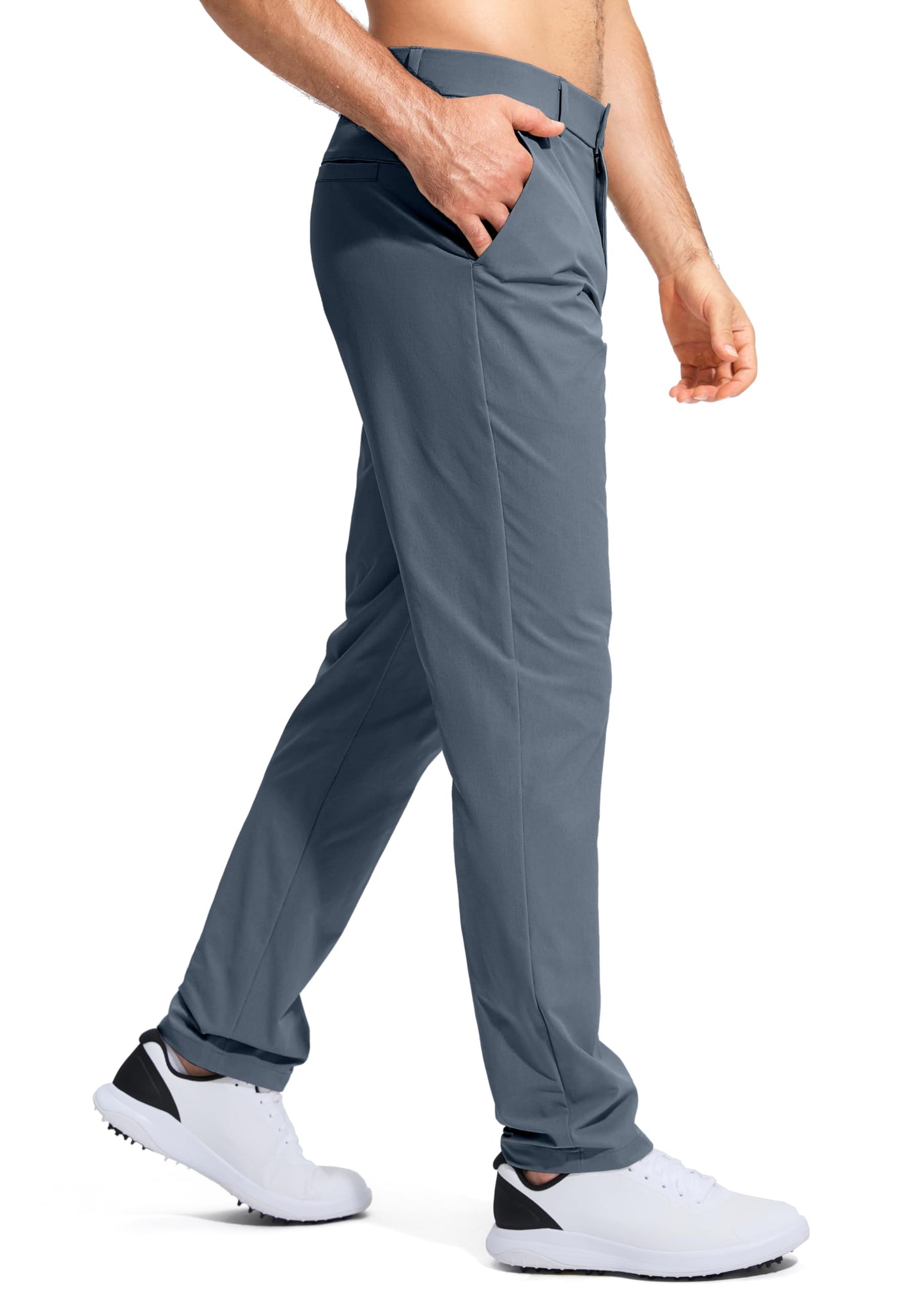 Pudolla Men's Golf Pants Work Dress Comfy Pants Casual Slacks Trousers with Pockets(Grey_Blue 35Wx32L)