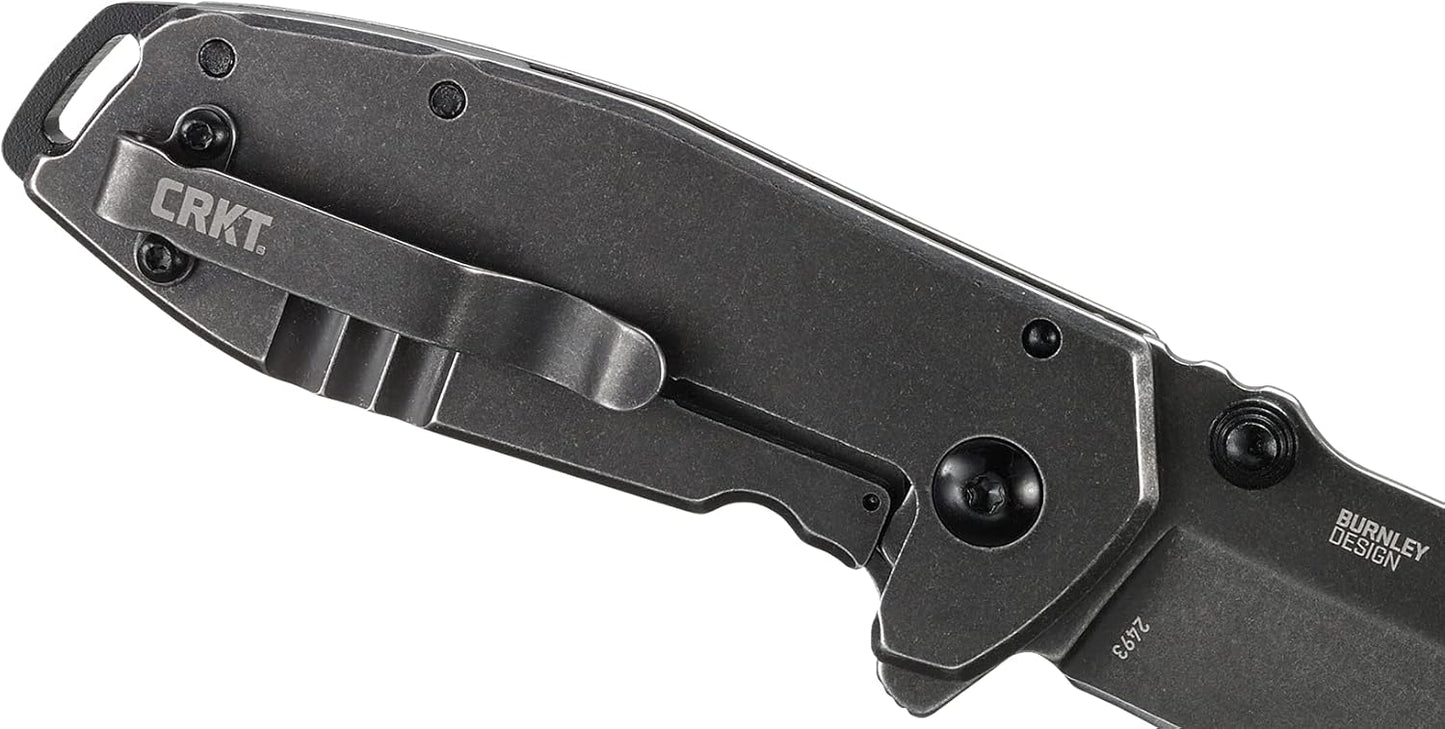 CRKT Squid Everyday Carry EDC Pocket Folding Knife with Frame Lock: Stainless Steel Plain Edge Blade, Stainless Steel Handle, Pocket Clip, 2490KS