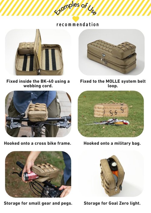 CAMPINGMOON Tactical Molle EDC Pouch L 4.9'' x W 2.4'' x H 6.7'' Camping Storage Side Pocket for Table Chair Cot Field Rack Coyote BG-15