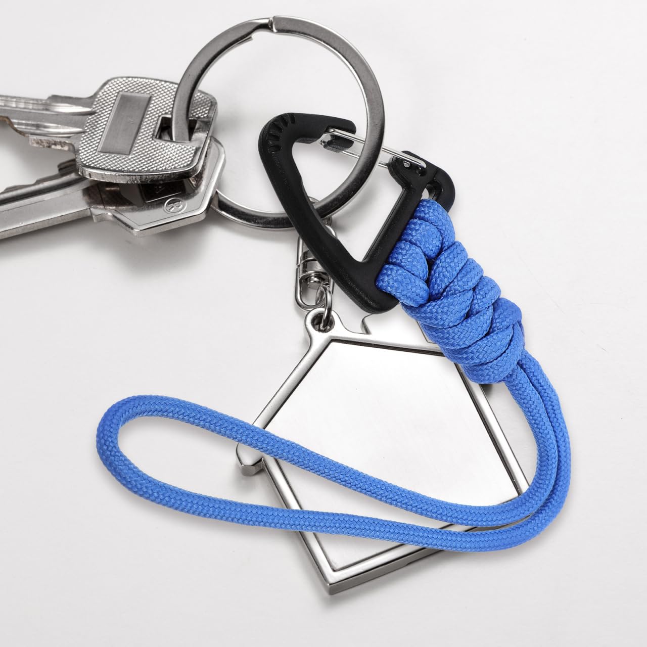 HANABASS 2pcs Keychain with Carabiner Triangle Buckle Keys Lanyard Cord Wrist Strap Parachute Rope D-Locking Keyring Clip for Water Bottle Keys Backpack