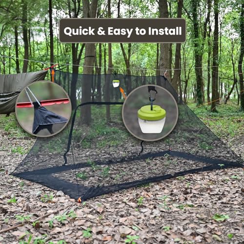Onewind Camping Mosquito Net for Cot Shelter Bug Screen Black without Floor