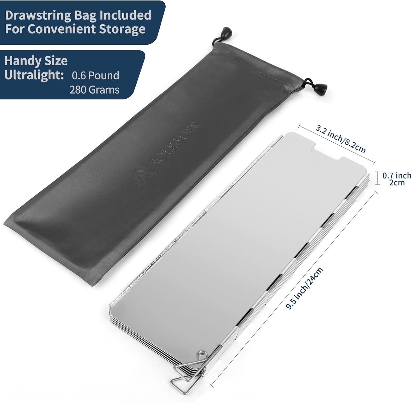 SOLEADER Tall Stove Windscreen-Gas Burner Windshield- Utralight Compact Folding 10 Plates for Camp Backpacking Hiking