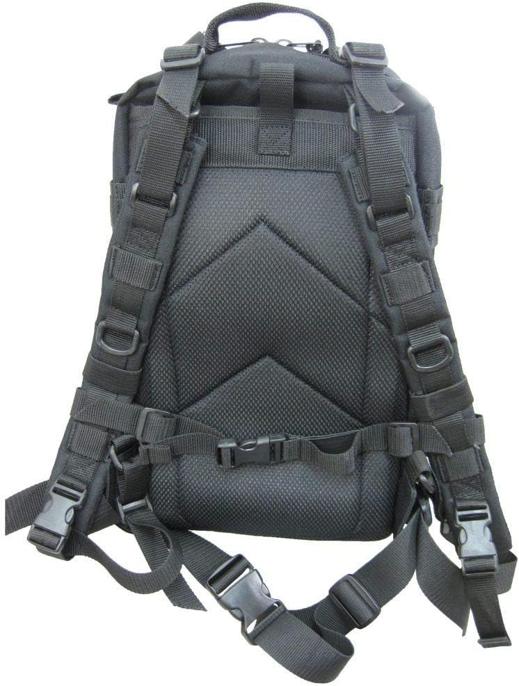Presidio Tactical Assault Backpack - Military Approved Compact Backpack Made of Water Resistant 900 Denier Polyester - Features Large Center Pocket & MOLLE Webbing [Black]