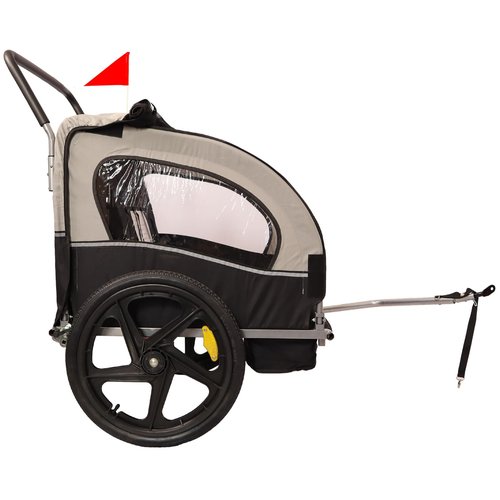 SPOFLYINN Spoflyinn 2-in-1 Universal Bike Double Seat Behind Bike Trailer Kids Trailer Jogger, Bicycle Coupler for 1 Or 2 Toddlers, Kids, Child Bicycle Carrier Black + Gray