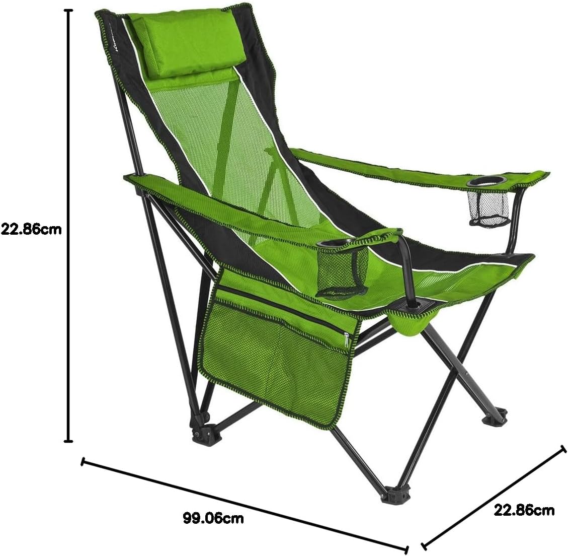 Kijaro Sling Folding Camping Chair - Enjoy The Outdoors in This Outdoor Chair with a Built-in Cup Holders and Side Organizer OR Side Cooler - Includes a Detachable Pillow