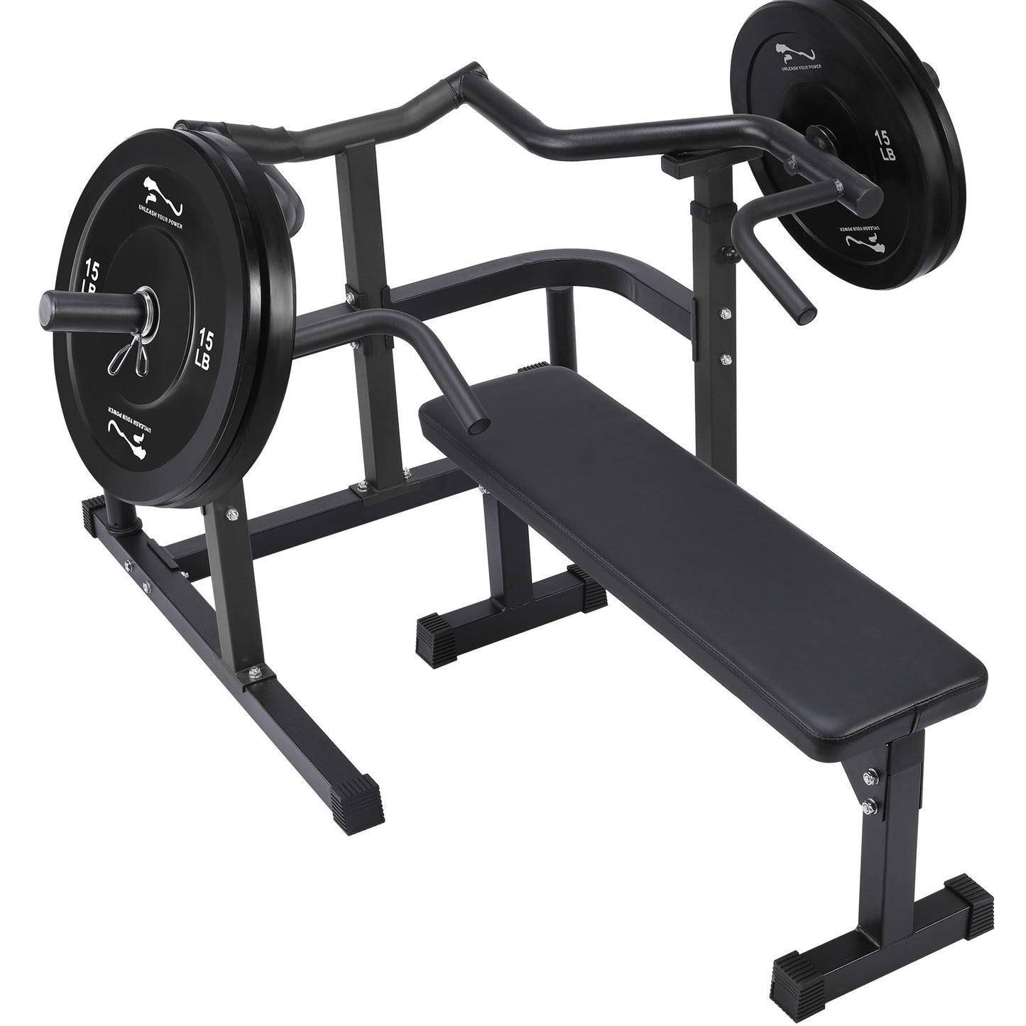 GarveeLife Chest Press Machine With Adjustable Flat Bench,Versatile Bench Press Rack for Home Gym,Bench Press Machine With Independent Converging Arms,Heavy-Duty Steel Structure With Smooth Bearings