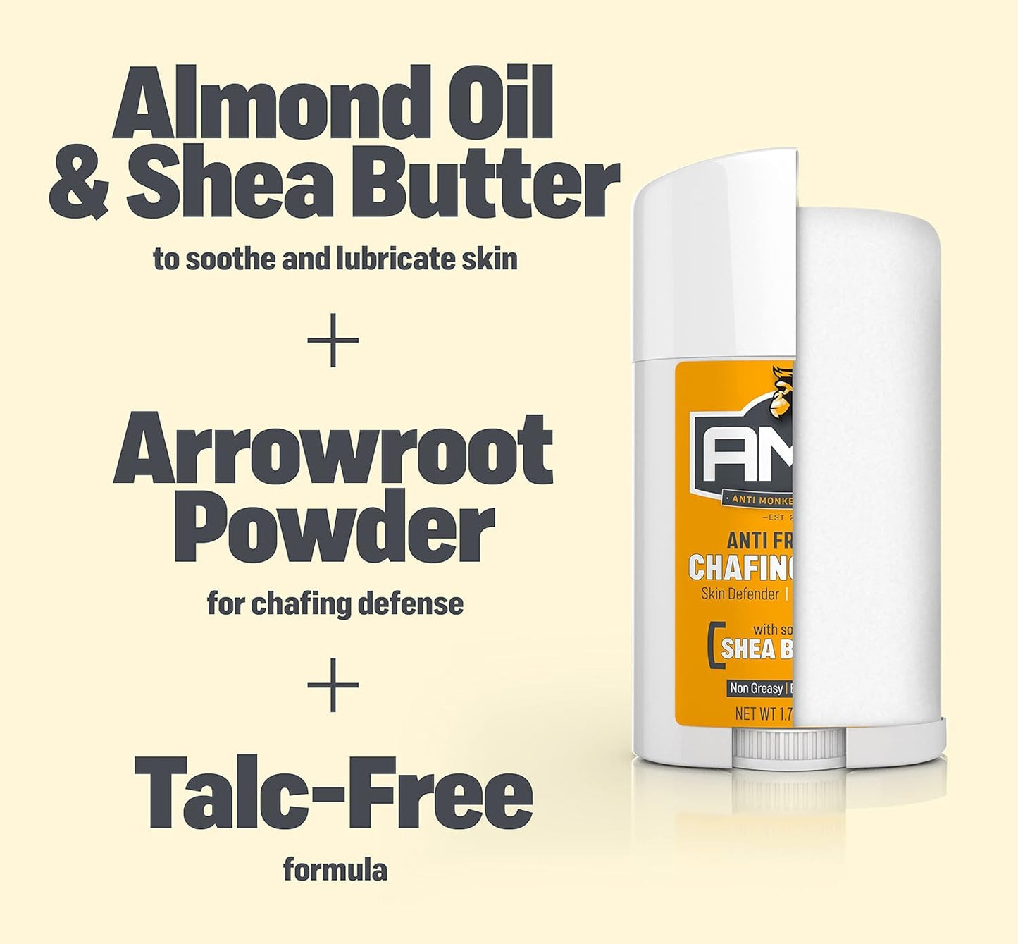 Anti Monkey Butt Body Powder for Women & Men - Talc-Free, Hypoallergenic Formula for Anti-Chafing & Anti-Itch Relief - Absorbs Sweat & Fights Friction with Calamine - 8 oz - 2-Pack