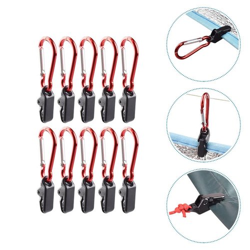 Outanaya 10pcs Tent Clip with Carabiner Lock Grip Durable Outdoor Tarp Clips for Camping Awnings Tarpaulins and Heavy Duty