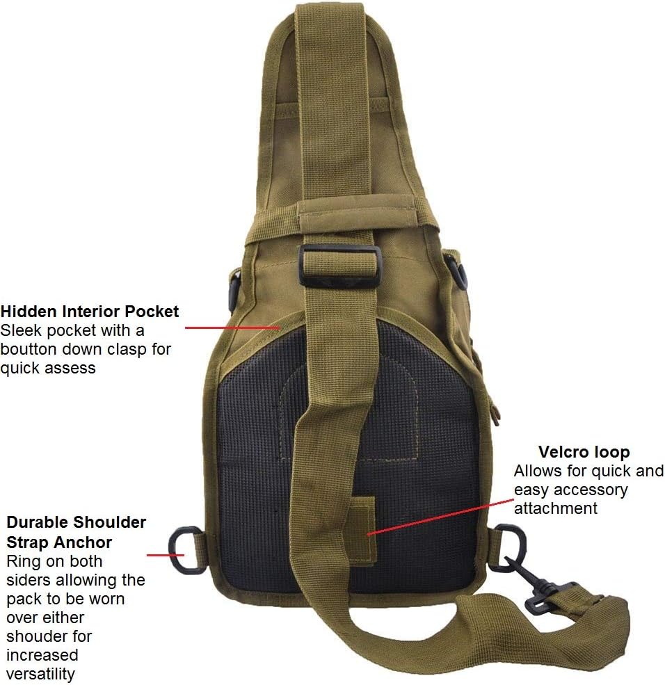 Military Tactical Sling Backpack for Outdoor Sports - FAMI Everyday Carry Bag (Black)