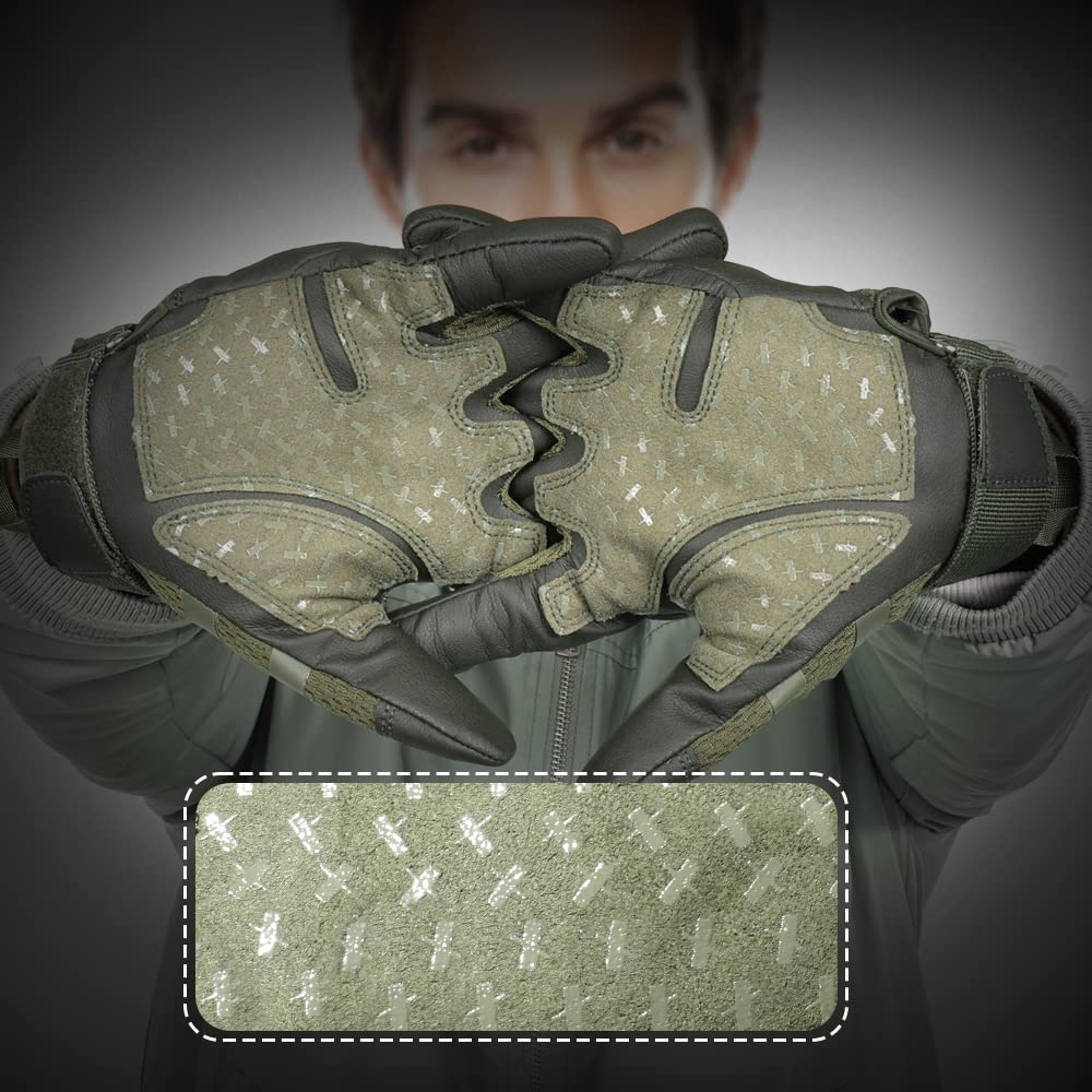 WTACTFUL Touch Screen Motorcycle Tactical Gloves for Men Airsoft Paintball Gear MTB Bike Cycling Cross-Country Motorbike ATV Hunting Hiking Riding Driving Work Outdoor Full Finger Gloves M Green