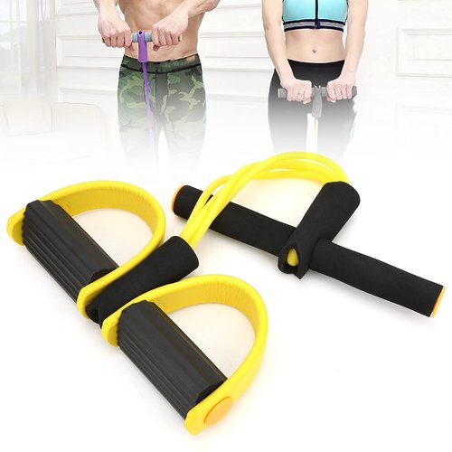 Multifunctional Tension Rope, Resistance Band with Foot Pedal, 2 Tubes Elastic Yoga Pedal Puller Resistance Band for for Abdomen/Waist/Arm/Leg Stretching Slimming Training