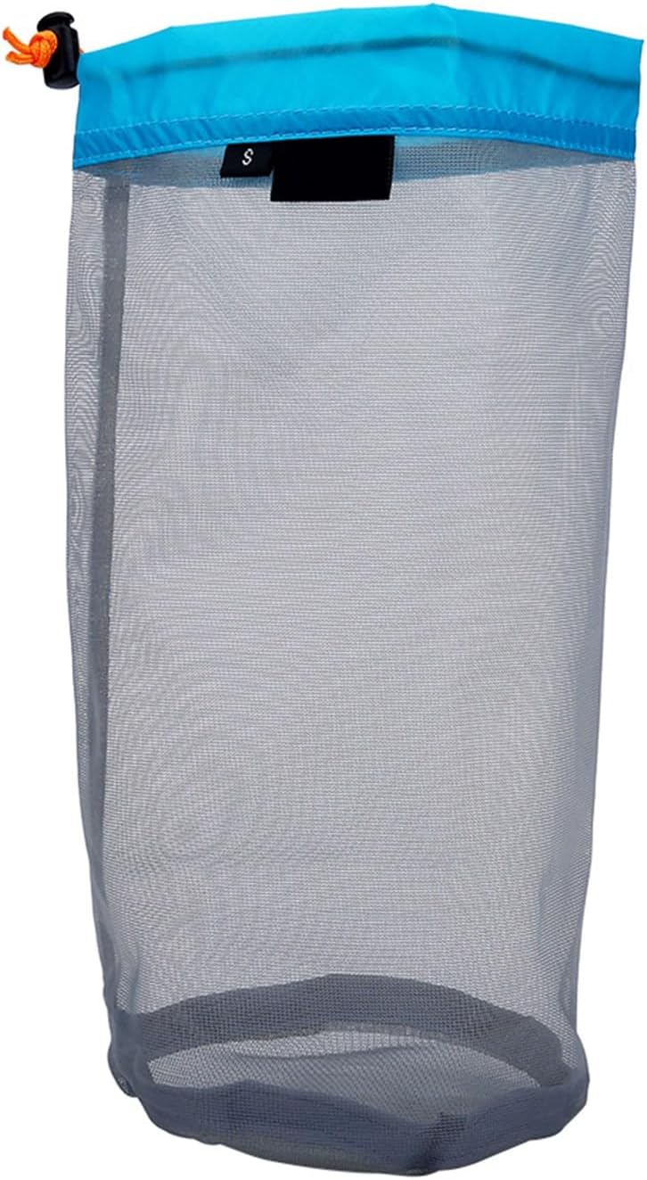 Mesh Stuff Sack Light Weight Nylon Mesh Drawstring Storage Bag for Travelling Hiking Camping Stuff Storage(Orange M)