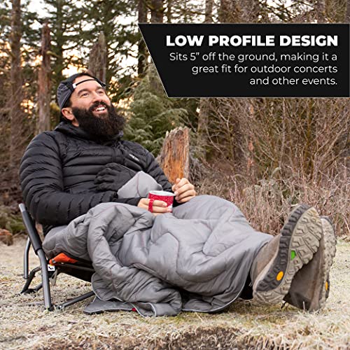 Cascade Mountain Tech Black Folding Camp Chair Low Profile for Camping & Outdoor Use