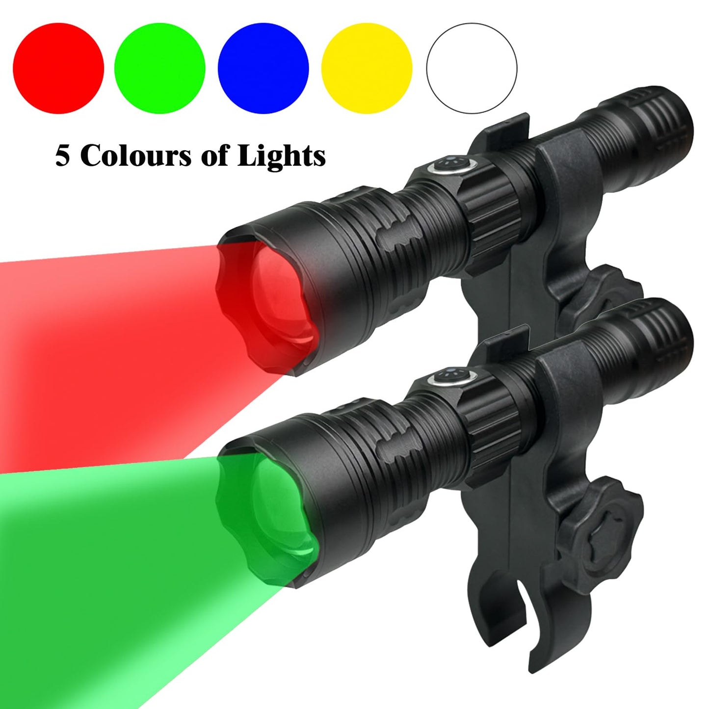 I0DO Green Light for Hunting Hog Green Flashlight,Red,Blue,White 4 in 1 Light for Coyote,Hog,Coon,Predator,Varmint,Sniper,Scope,Hunting Lights (Hog Green Light)