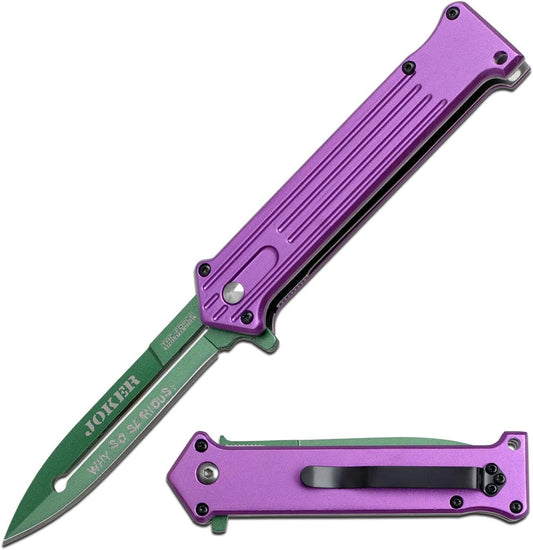 Purple and Green Joker Tac Force Fantasy Assisted Opening Folding Knife (Joker: Why so Serious)