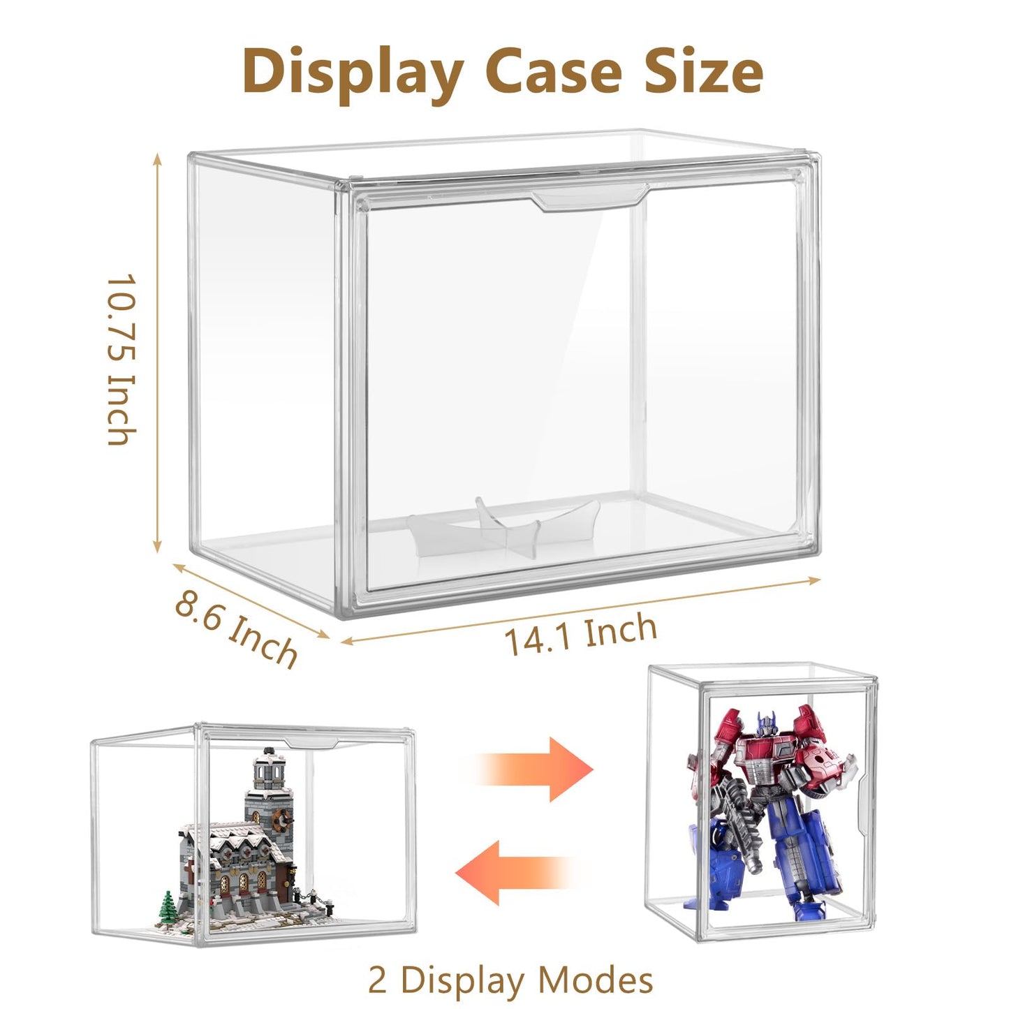 Football Display Case, Clear Stackable PET Storage Bins with Magnetic Attraction Lid, UV Protected Display Case for Autographed Footballs, Action Figure, Handbag, Models, Shoe Organizer