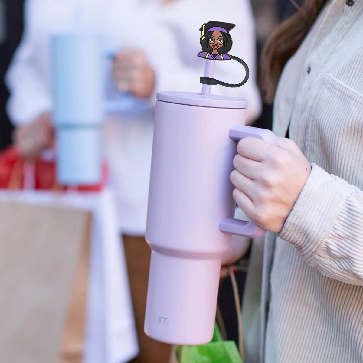 9Pcs Black Girl Straw Cover Topper for Stanley 40oz Tumbler Straw Cap for 0.4inch Straws Stanley Cup Accessories