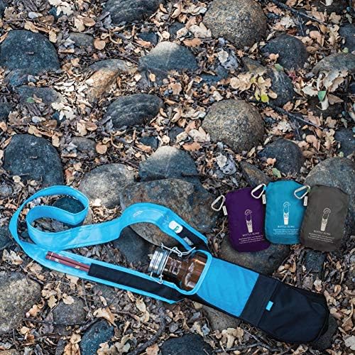 ChicoBag rePETe Water Bottle Sling w/Strap, Carabiner Clip, Built-In Pouch, & Convenient Pockets | Eco-Conscious | Perfect for Walks, Hikes, Outdoor Festivals | Aquamarine (Pack of 2)