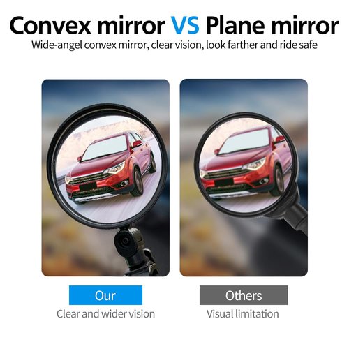 Handlebar Bike Mirrors, 1pcs HD Bicycle Rearview Mirror, Adjustable Handlebar Mounted Convex Mirror with Allen Wrench, for Mountain Road Bikes (1 Mirrors)