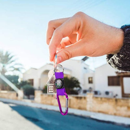PROLOSO Colorful Carabiner Compass Keychain Belt Clips Kids Toys Prizes Outdoors Adventure Party Favors 36 Pcs