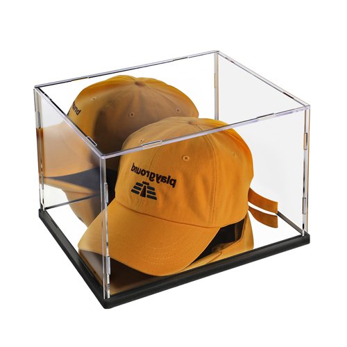 Hat Display Case Mirror Background and Base,Clear Acrylic Baseball Cap Display Box Stand,UV Protection Signed Hat Transparent Showcase Football,Snapback Caps,Ideal Gift for Caps Collector