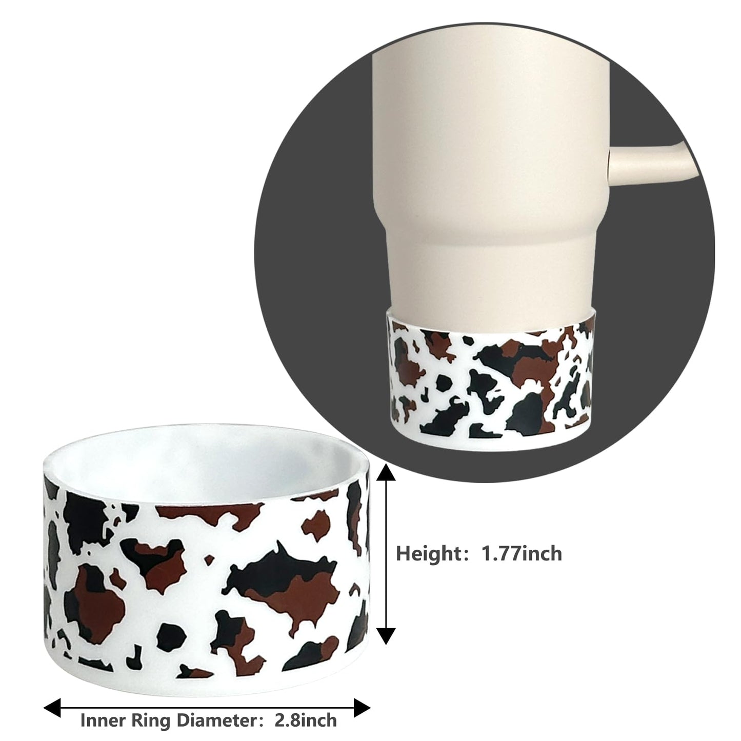 GENLEAS 1PCS Cow Stripe Protective Silicone Boot Coverfor Stanley Cup 20oz-40oz, for Hydro Flask Water Bottle 12oz-24oz, Anti-Slip Sleeve for Bottles/Tumblers with 2.88-2.97in Bottom （1Cow Print）