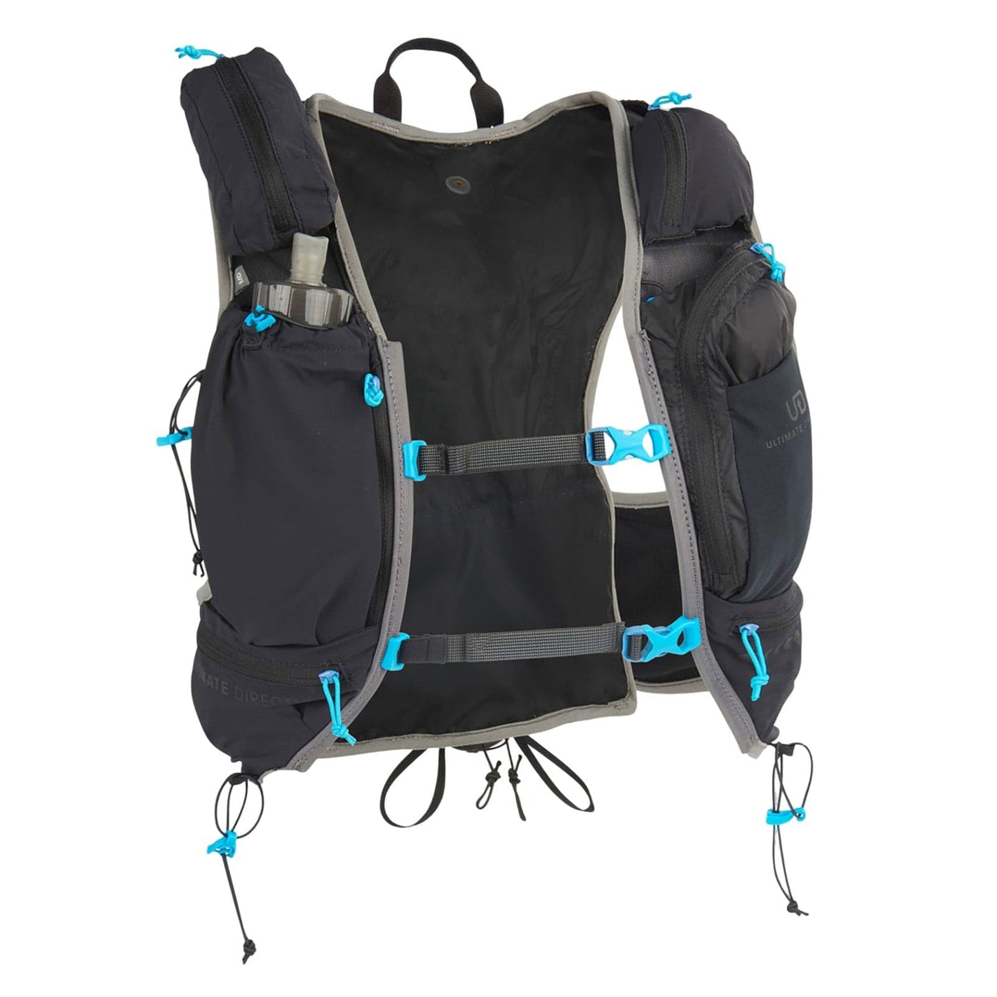 Ultimate Direction Adventure Vest Men's Hydration and Endurance Running Vest, 2L Hydration Bladder Compatible, Upgraded Fit and Finishes, Trekking Pole Loops, GPS Locator Pocket, 2023 (Onyx, Small)