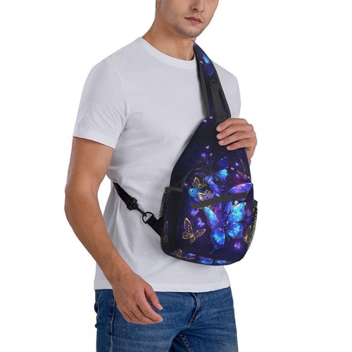 Nmbvcxz Butterflies Crossbody Sling Bag for Women Men Sling Backpack Casual Travel Hiking Daypack Chest Shoulder Bag