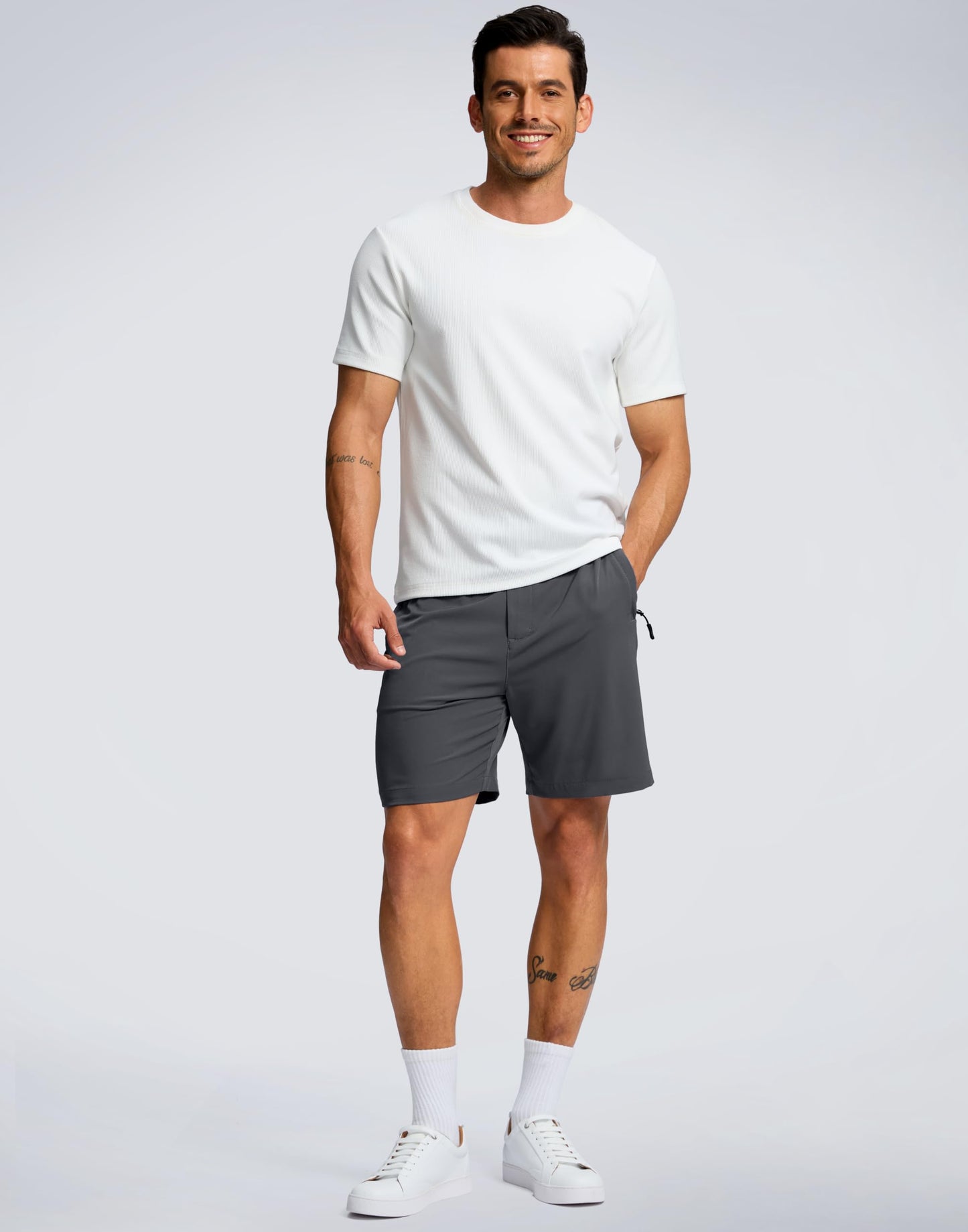G Gradual Men's Shorts 7" Lightewight Casual Shorts for Men Quick Dry Stretch Hiking Golf Shorts with 3 Zipper Pockets Summer(Charcoal,XL)