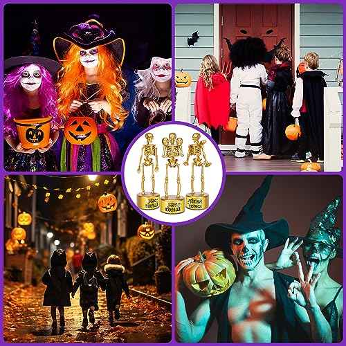 Halloween Trophy Skeleton Trophies for Kids Adults, 6 Pack Halloween Skeleton Funny Trophy Plastic Tropies for Contest Awards, Halloween Party Prizes for Adults Party Supplies