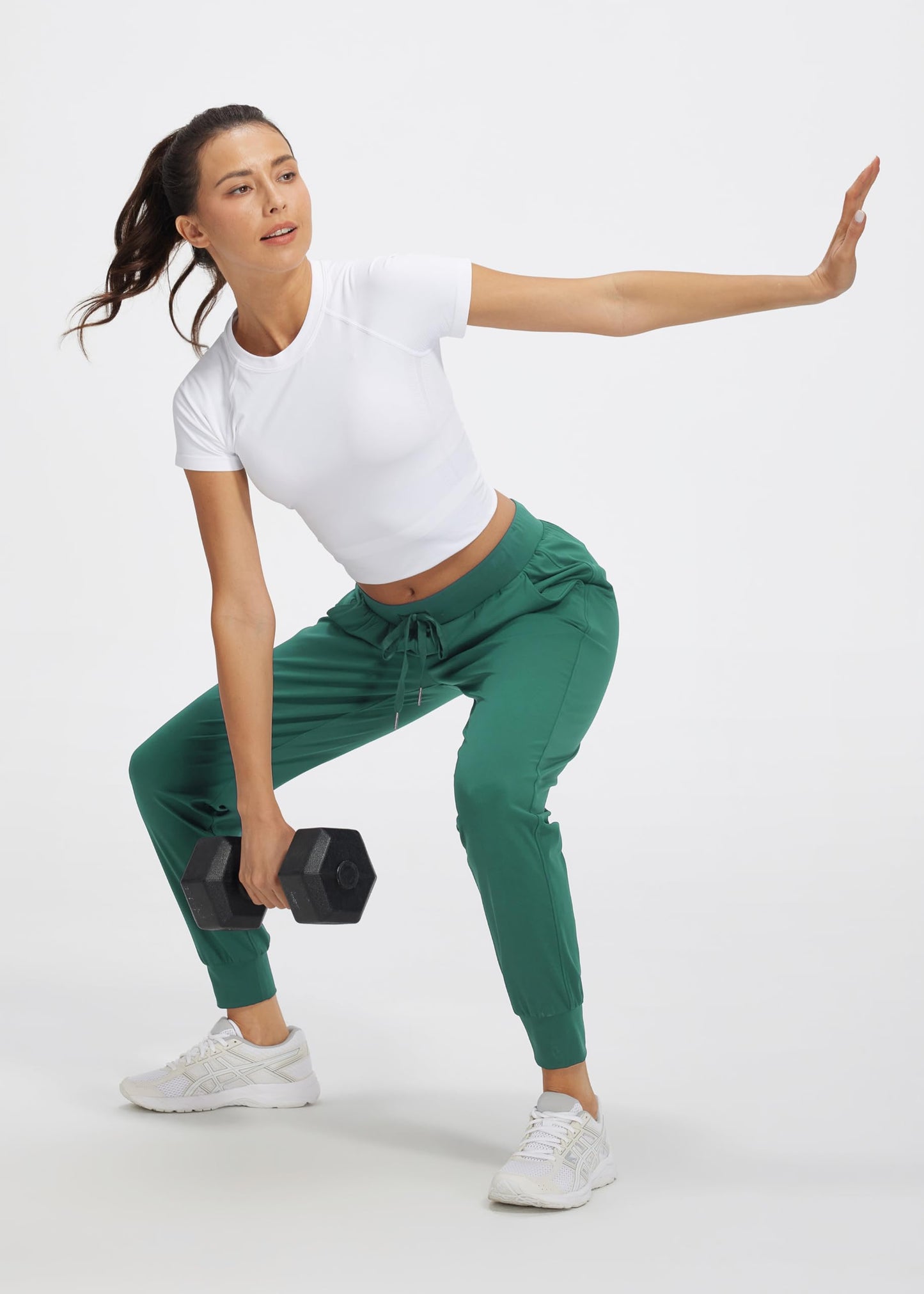 Libin Women's Joggers Pants Athletic Dance Sweatpants with Pockets Running Tapered Casual Pants for Workout,Lounge, Green L