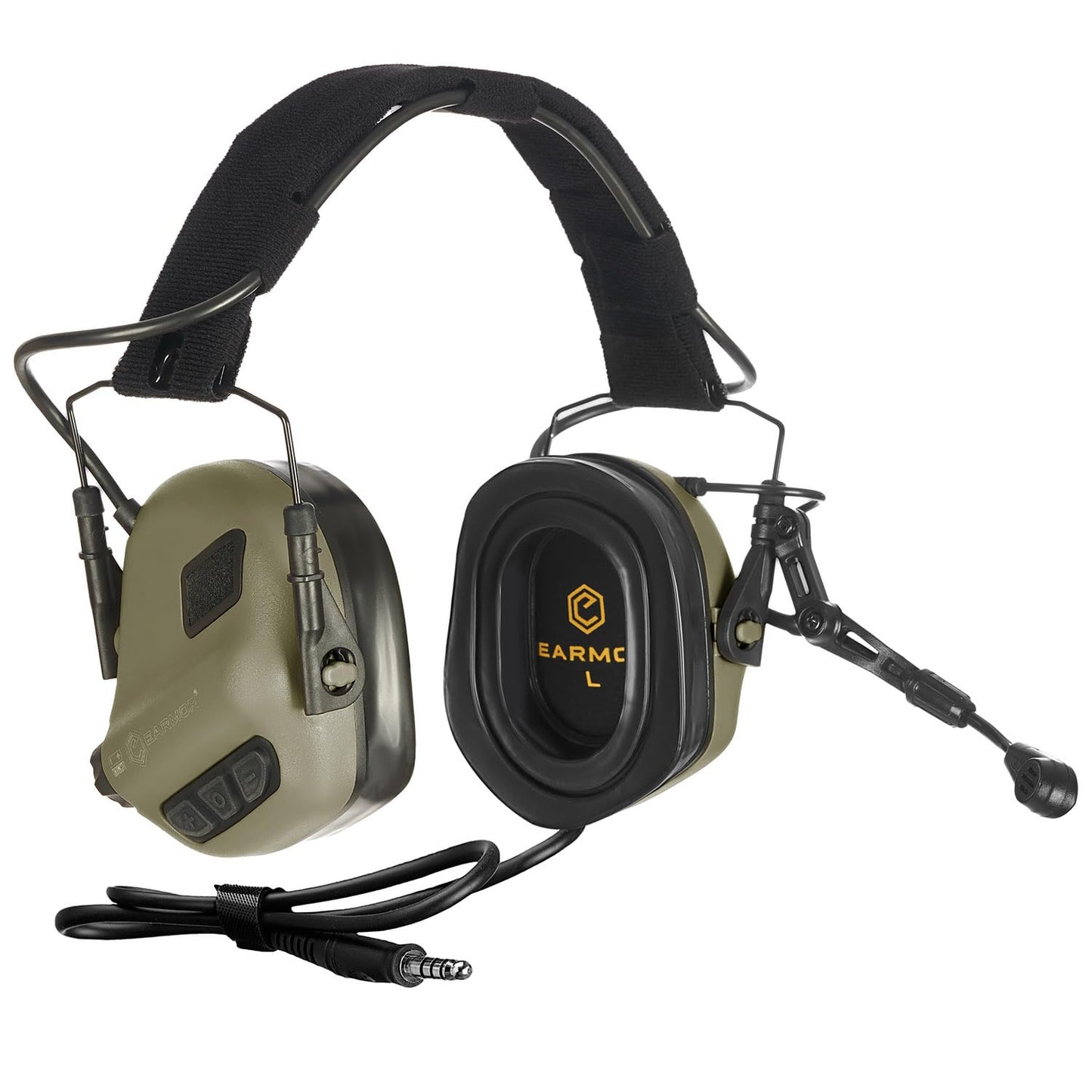EARMOR M32 PLUS Tactical Headset for Helmet - Noise Canceling Headphones with mic for Shooting & Hunting Earmuffs, Nato TP120 Jacket, Green