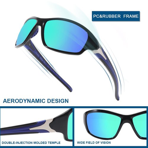MALIDAK Wrap Around Polarized Sports Sunglasses for Men Women Teens, Ultra-Light Clear Vision for Cycling Driving Running