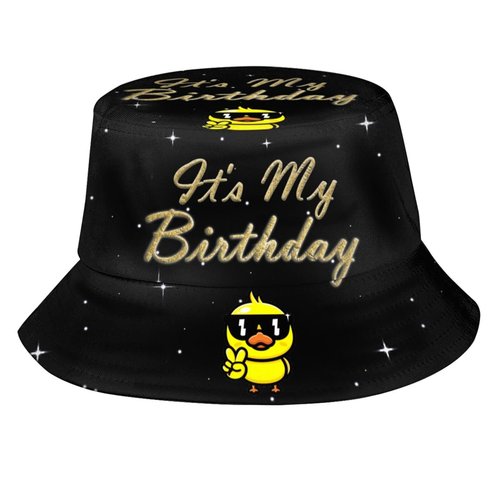 TUSBUIR My Birthday Duck Bucket Hat Fisherman Hat Beach Travel Sun Hat Outdoor Cap for Adults Men Women