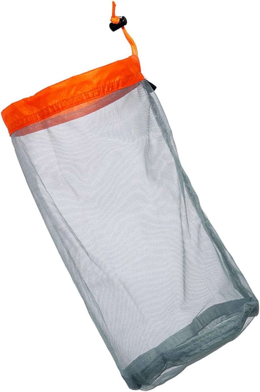 Mesh Stuff Sack Light Weight Nylon Mesh Drawstring Storage Bag for Travelling Hiking Camping Stuff Storage(Orange M)