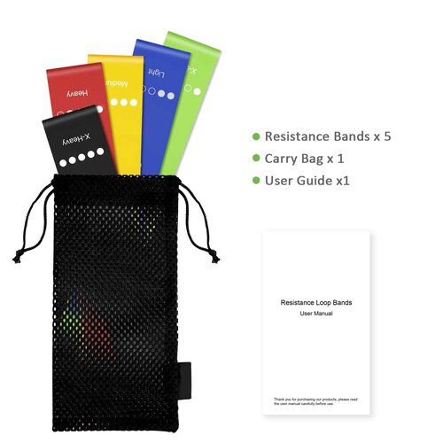 WELTENT Resistance Loop Bands, Resistance Exercise Bands for Home Fitness, Stretching, Strength Training, Physical Therapy, Natural Latex Workout Bands, Pilates Flexbands, 12" x 2"