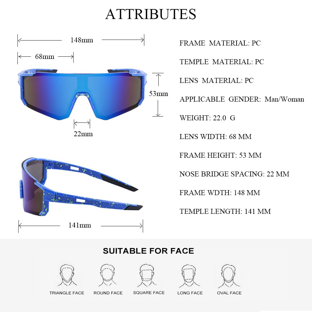 FBHLZ Sports Polarized Sunglasses for Men and Women UV400 Protection Sports Cycling Sunglasses Running Outdoor Sports