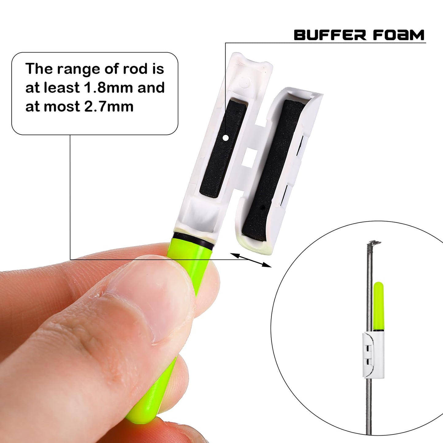 Retisee 9 Pcs 2.5 Inch Fishing Glow Sticks LED Fishing Pole Light Night Fish Strike Alert Glow Stick Bite Alarm Night Fish Rod Waterproof Luminous Rod(Green,Classic Style)