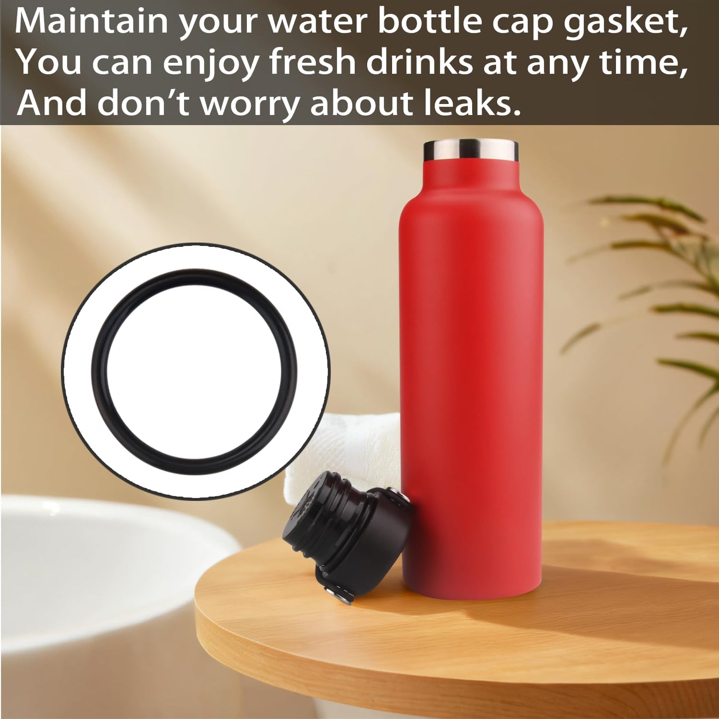 6-Pack Rubber Gasket Compatible with Hydro Flask Bottle - Standard Mouth Replacement Rings for 18 oz, 21 oz, 24 oz Bottles