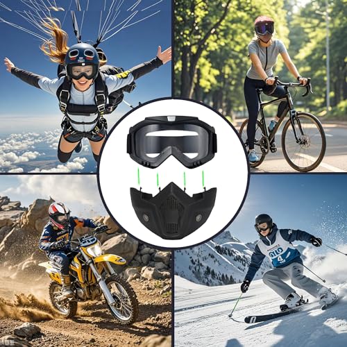 Paintball Mask Anti Fog,Airsoft Mask Full Face,Tactical Mask, Motorcycle Helmet Goggles with Removable Face Mask for Men Women