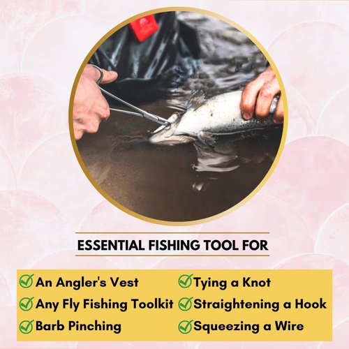 Fly Fishing Serrated Pliers Hemostat Forceps Made of Stainless Steel Anglers Catch & Release Tool with Precision Grip Locking - 5.5" STRAIGHT (Pink Valentine)