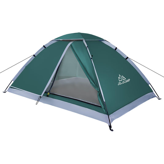 JELUCAMP 1/2 Person Dome Tents for Camping, Lightweight Portable Single Backpacking Tent, Small Easy Setup Outdoor Waterproof Camping Hiking Tent for Adults, 2 Person Tent, Dark Green