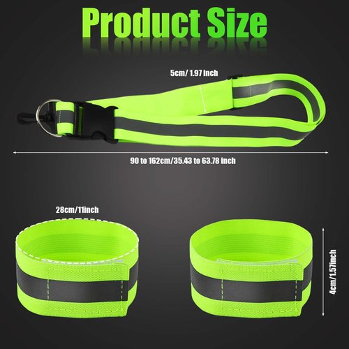 PEUTIER 3pcs Reflective Running Gear, Reflective Shoulder Strap with 2pcs Running Arm Band High Visibility Night Reflector Bands for Men Women Walking Running Cycling