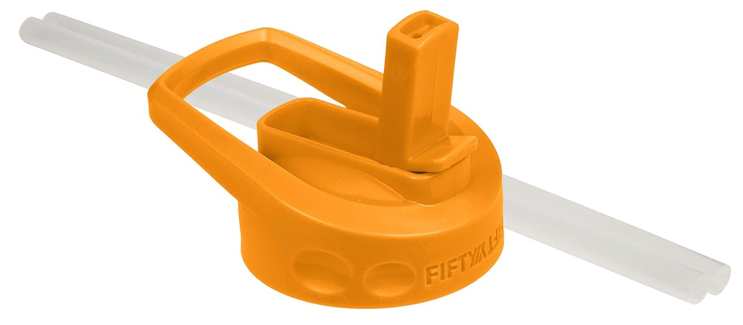 FIFTY/FIFTY A68002BK0 Wide Mouth Cap Lid Water Bottle with Straw, Plastic, Black