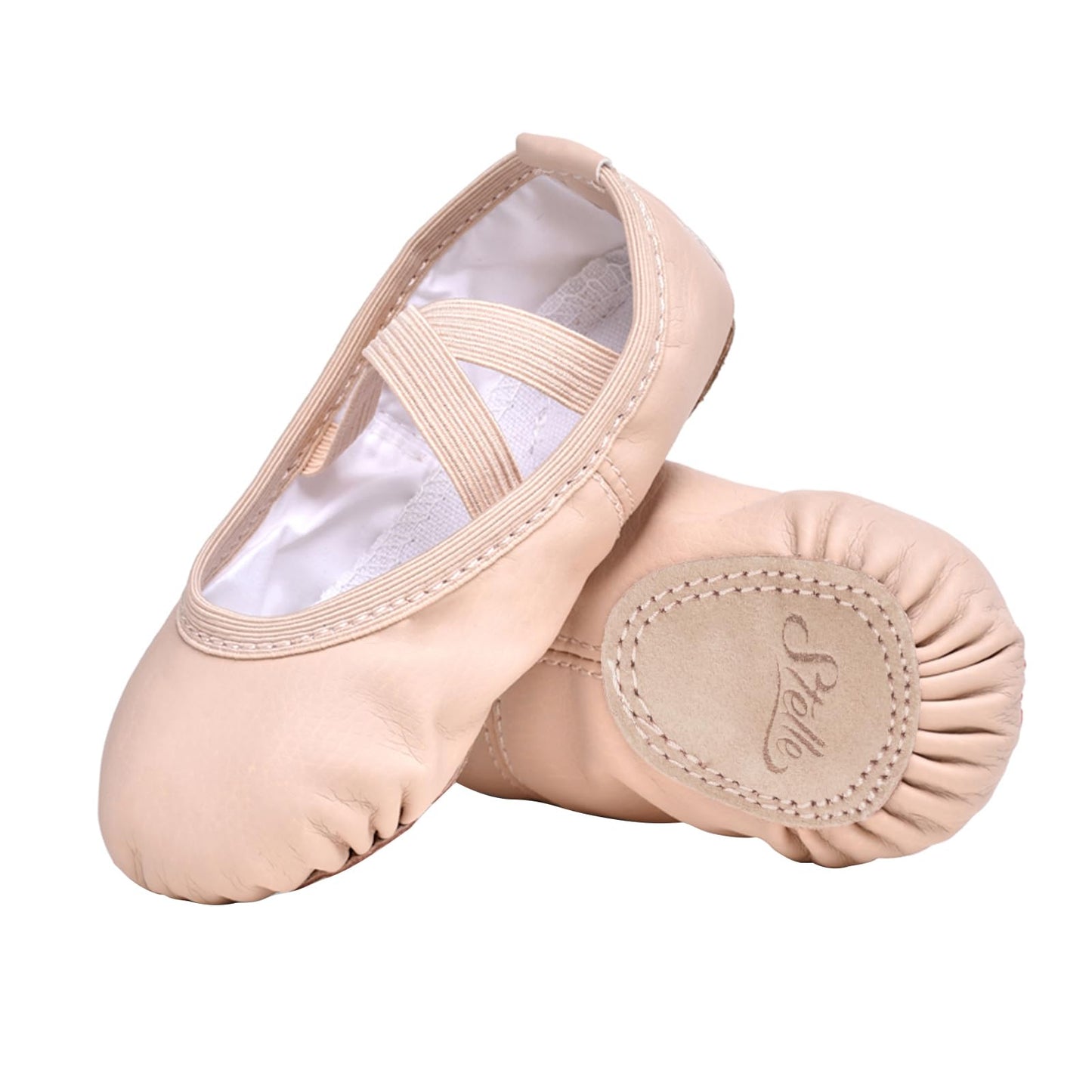 Stelle Ballet Shoes for Girls Toddler Ballet Slippers Soft Leather Boys Dance Shoes for Toddler/Little Kid/Big Kid(Ballet Pink, 12ML)