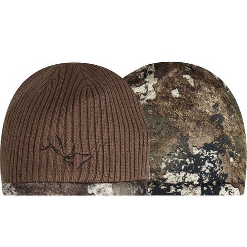 EDTREK Reversible Windproof Fleece Beanie Hat - Warm Winter Hat for Hunting Fishing Camping in Cold Weather (Brown with TT Strata Camo， Large)