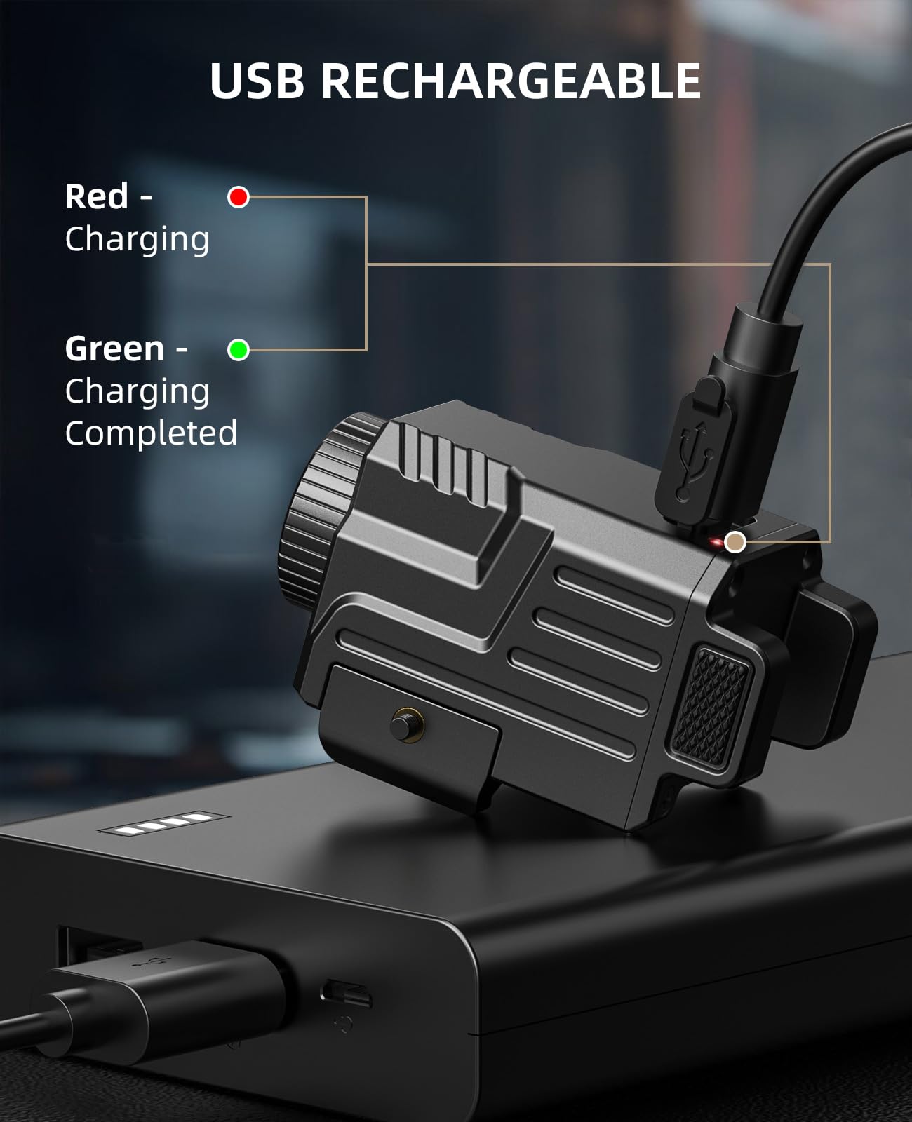 EZshoot 800 Lumens Pistol Flashlight Compatible with Picatinny and GL Rails, Compact Pistol Light with Slide Rail, Rechargeable Tactical Gun Light with Strobe Mode for Home Defense and Hunting