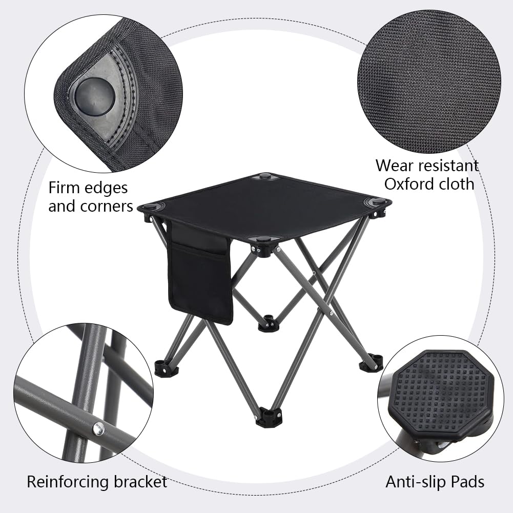Airsnigi 3 Pack Camping Stool, Camping Foot Stools Portable Folding Camp Stool with Storage Bag, Folding Stool Suitable for Fishing, Beach, Picnic,Outdoor - Black