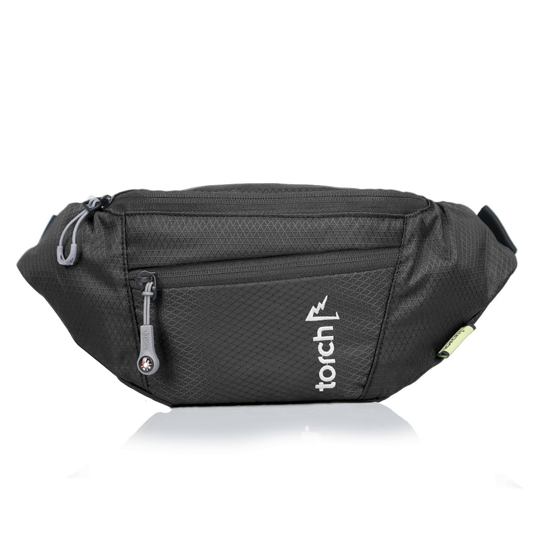 TORCH Fanny Pack for Men Crossbody - Waist Bag for Women with Compass Survival & Secret Pocket, Shoulder Bag Men Women for Travelling, Workout, Running, Outdoor - Hamura (Grey)