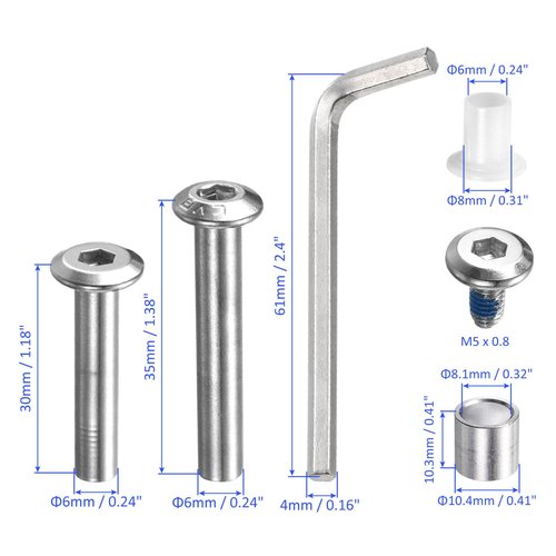 M METERXITY Roller Wheel Screw Repair Kit - Inline Skate Axle Screw Replacement Parts Hardware Kit with Wrench for Roller Skates Repair (Silver)